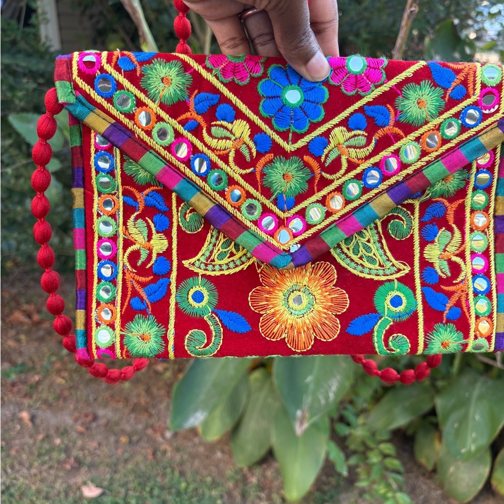 NWOT Handmade Indian Clutch